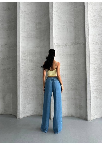 Zdnjeans Düğme/toka Detaylı Bol Paça Kot Pantolon Mavi