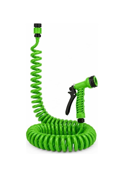 Orret Home 10 Metre Spiral Bahçe Sulama Hortumu Seti, 7 Fonksiyonlu Sprey Tabancalı Uzayabilir Kompakt Hortum,pratik B