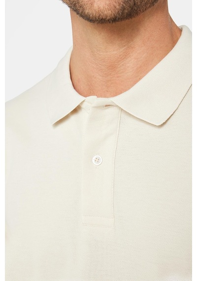 Tudors Erkek Slim Fit Dar Kesim Pamuklu Yumuşak Dokulu Serin Tutan Kumaş Düz Pike Polo Yaka Tişört-31685 Ekru