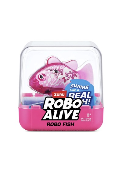 1.8 Metre Derine Dalan Suda Renk Değiştiren Yüzen Pilli Robo Alive Balık - 6.8 Cm - 1 Adet - Pembe