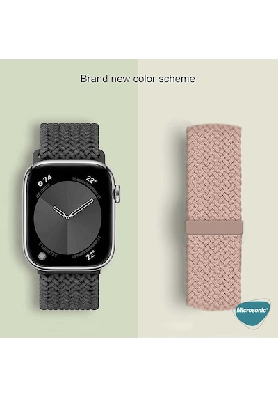 Apple Watch Series 9 41mm İçin Kordon, Large Size, 160mm Knitted Fabric Single Loop Sarı Watch Series 9 41mm İle Uyumlu Kordon - Sarı Diğer