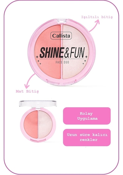 Callista Shine & Fun Face Duo Toz Allık Ve Aydınlatıcı Palet - 110 Party Gang