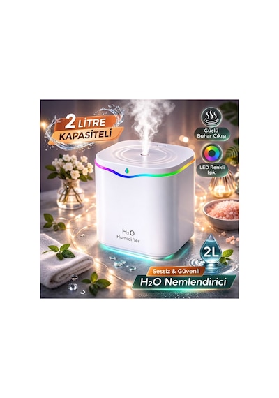 2 Litre Oda Hava Nemlendirici Water Drop Humudifier Rgb Led Işıklı Buhar Makinesi