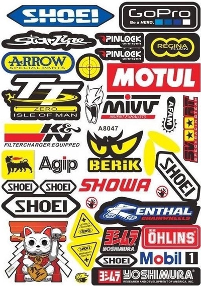 Araba, Motosiklet, Bisiklet, Kask Sponsor Sticker Seti, Çıkartma Etiketi A8047 Model Siyah