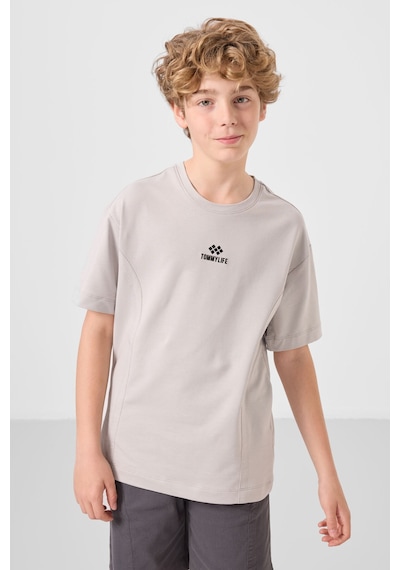 Taş-antrasit Pamuklu Oversize Fit Dokuma Hafif Esnek Chino Erkek Çocuk Şort Takım - 11276 Taş