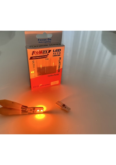2 Adet Turuncu T10 Led 4 Ledli Yassı Tip Park, Plaka, İç Aydınlatma
