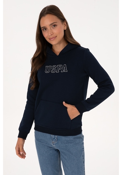 U.S. Polo Assn. Kadın Lacivert Şardonlu Kapüşonlu Basic Sweatshirt 50313566-VR033