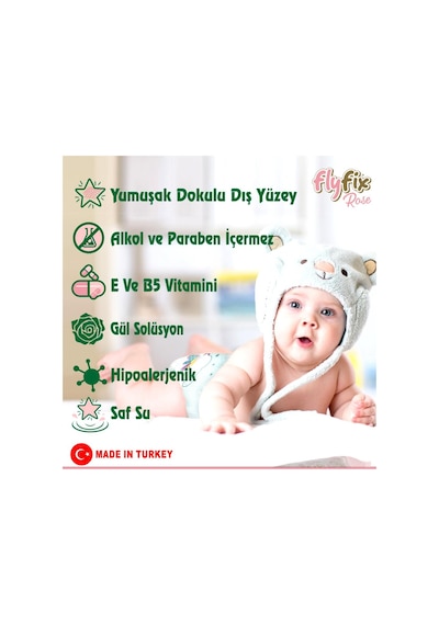 Flyfix Rose 12 Li 1200 Yaprak Islak Mendil Bebek Havlusu Gül Kokulu