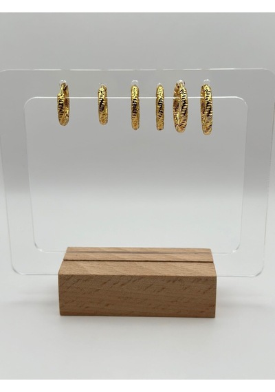 Arnes Jewelry Çelik Halka 3 Çift Set Küpe Ar456nes Gold