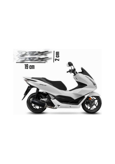 Pcx Amblem Logo 3d Sticker Yazı 2 Adet Set Gümüş Gri Renk Gümüş