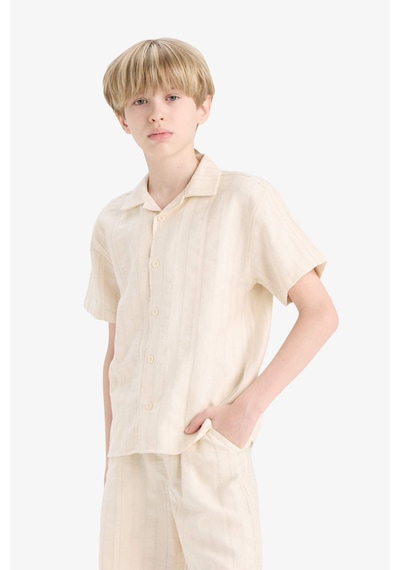DeFacto Erkek Çocuk Oversize Geniş Kalıp Polo Yaka Kısa Kollu Gömlek E5831A825HSBG33