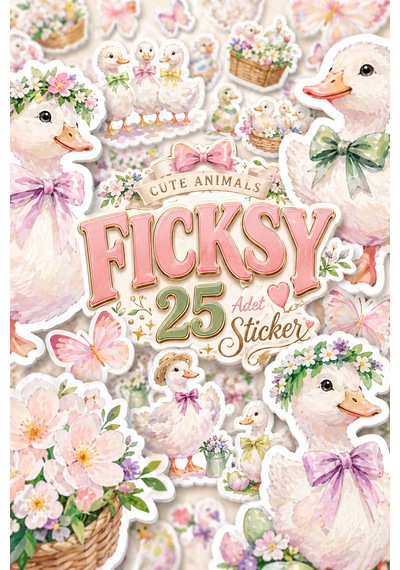 Sevimli Ördek Sticker Seti - 25 Adet Kaz Etiket Çıkartma Diğer