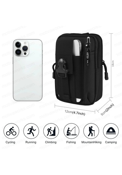 Motiva 18cm Taktik Modüler Mini Siyah Göğüs Telefon Molle Çantası