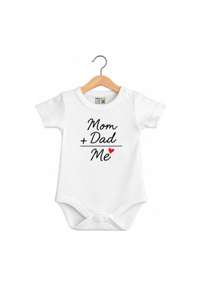 Babylimon Pamuklu Bebek Body - Mom & Dad & Me- Bebek Zıbın Badi - Yazılı Zıbın Beyaz - 936528604 Beyaz