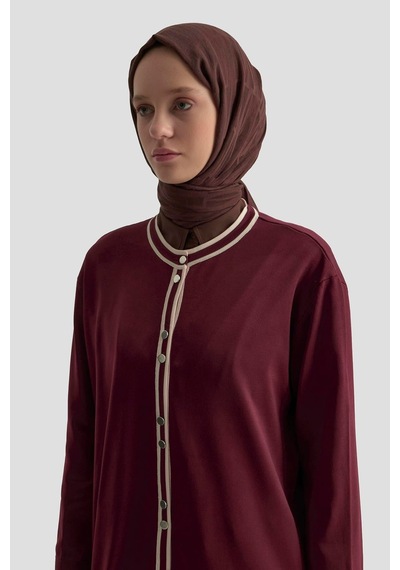Armine Trend Biye Detaylı Triko Hırka Bordo 25kt501