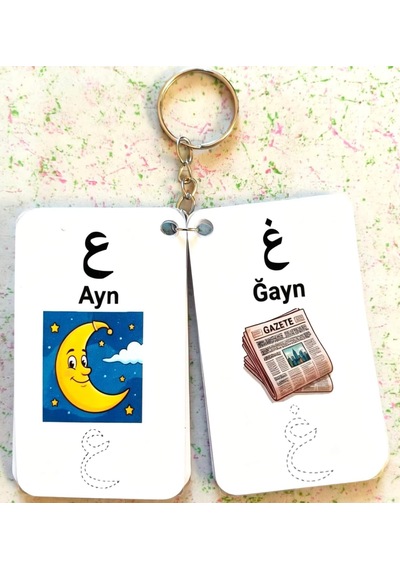Renklidünyalar 20 Adet Anahtarlık Yaz-sil Elifba Laminasyonlu Karton 01