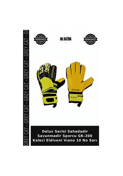 Delux Serisi Sahadadir Savunmadir Sporcu Gk-200 Kaleci Eldiveni Vıano 10 No Sarı STANDART