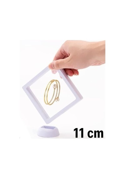 Bakgelal 11 X 11 Cm Standlı 3d Takı Ziynet Hatıra Koleksiyon Saklama Kutusu Şeffaf Film Çerçevesi Açık Bej