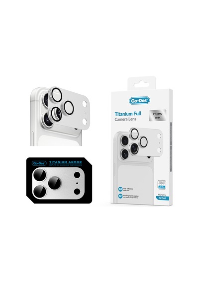 Apple iPhone Uyumlu 18 Pro Go Des Fc007 Titanyum Serisi Anti Reflective Kamera Lens Koruyucu Titanyum-gümüş
