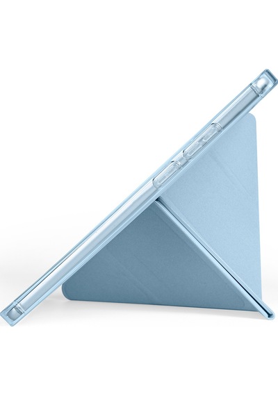 Maks Technology Lenovo Tab One 8.7 Tb-305fu Kılıf Mkst Tri Folding Kalem Bölmeli Standlı Kılıf - Mavi Tablet Kılıfı