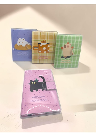 Happy & Fun Kedi A7 Not Defteri , Çıt Çıtlı Cep Defteri - Pembe