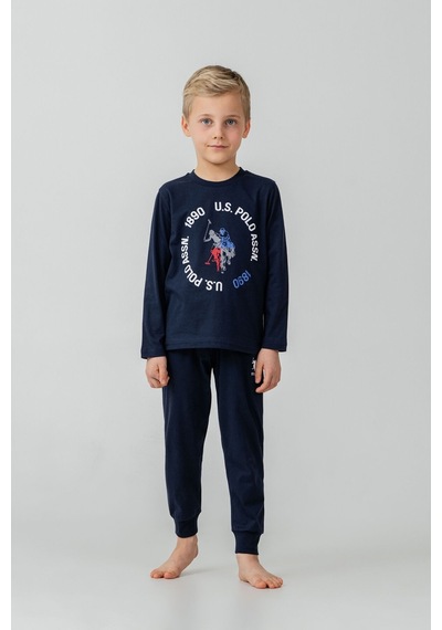 U.S. Polo Assn. Erkek Çocuk Pijama Takımı Baskılı Lacivert Uzun Kol Pijama Takımı Us2638-c-v1 Us2638-c-v1