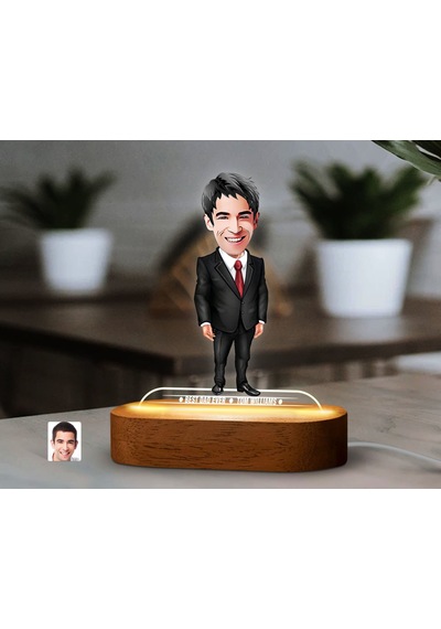 Bk Gift Kişiye Özel Baba Karikatürlü Dekoratif 3d Biblo Led Işıklı Gece Lambası-2, Babaya Hediye, Babalar Günü Hediyeleri Kobitmeyen138229 Bk Gift