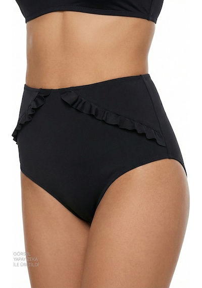 Penti Siyah New High Ruffle Bikini Altı