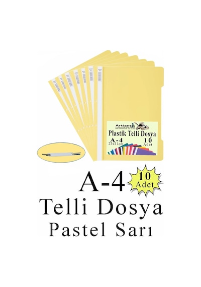 Telli Dosya Plastik A4 10 Lu 1 Paket Poşet Dosyalara Uyumlu Ekonomik Kaliteli Şeffaf Kapak Telli Dosya Okul Büro Ofis Bej