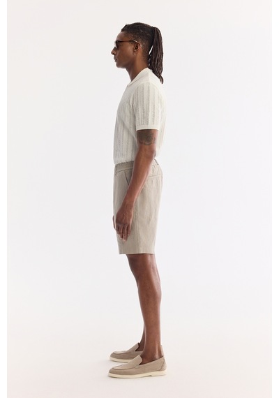 Avva Erkek Gri Beli Lastikli %100 Keten Relaxed Fit Şort B003732