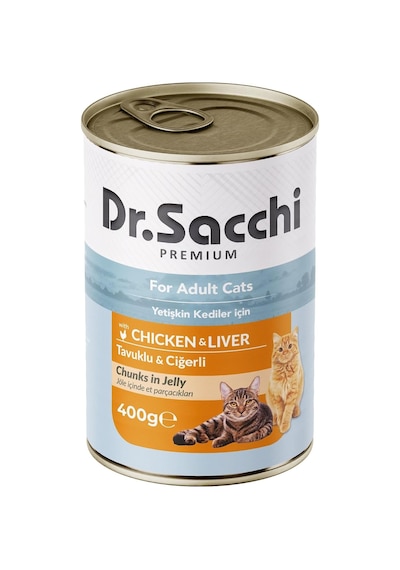 Premium Tavuklu Ciğerli Yetişkin Kedi Konservesi 400 Gr Jöle İçinde Tamamlayıcı Kedi Maması