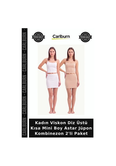 Carlburn Kadın Viskon Diz Üstü Kısa Mini Boy Astar Jüpon Kombinezon 2'li Paket Pratik Esnek Nefes Alan Ten Beyaz Carlburn Kadın Viskon Diz Üstü Kısa Mini Boy Astar Jüpon Kombinezon 2'li Paket Pratik Esnek Nefes Alan Ten Beyaz