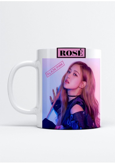 Blackpink Rose Baskılı Porselen Kupa Bardak Beyaz
