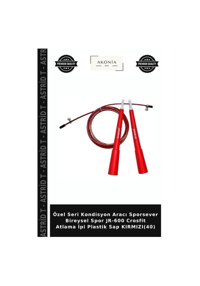Özel Seri Kondisyon Aracı Sporsever Bireysel Spor Jr-600 Crosfit Atlama İpi Plastik Sap Kırmızı 40