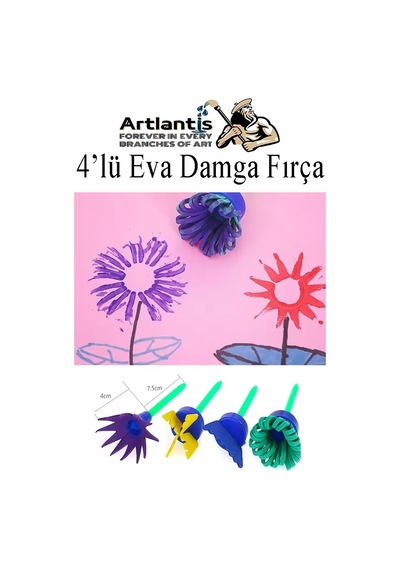 Eva Damga Fırçası 4 Lü 1 Paket Plastik Doku Tarağı Fırçası Okul Öncesi Boya Sünger Fırça Seti Çocuklar İçin Plastik Sap