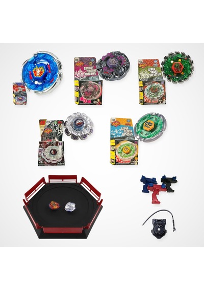 Beyblade Metal Fusion Set 5 Beyblade 2 Fırlatıcı 1 Arena - Bb28, Bb80, Bb69, Bb116e, Bb48
