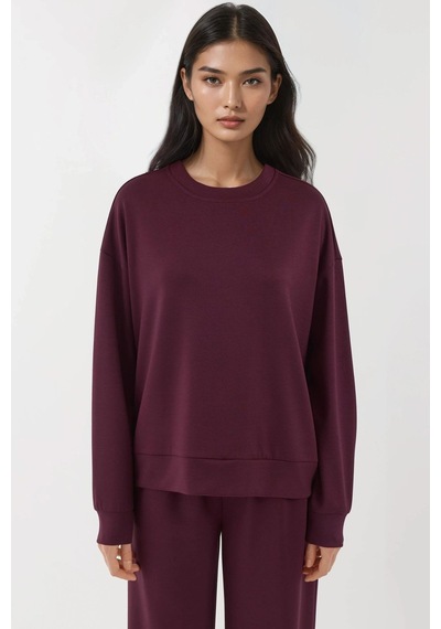 Hiccup Modal Dokunuşlu Basic Sweatshirt Bordo Kırmızı