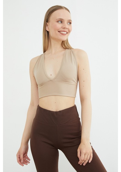 Fullamoda Basic Fitilli Kaplı Büstiyer Bej