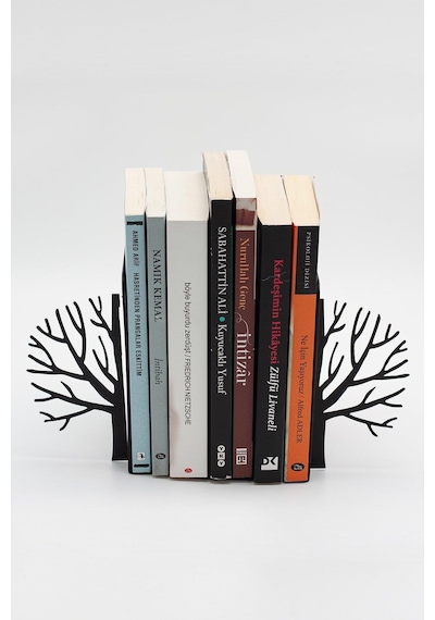Metal Ağaç Desenli Kitap Desteği Kitap Tutacağı Siyah