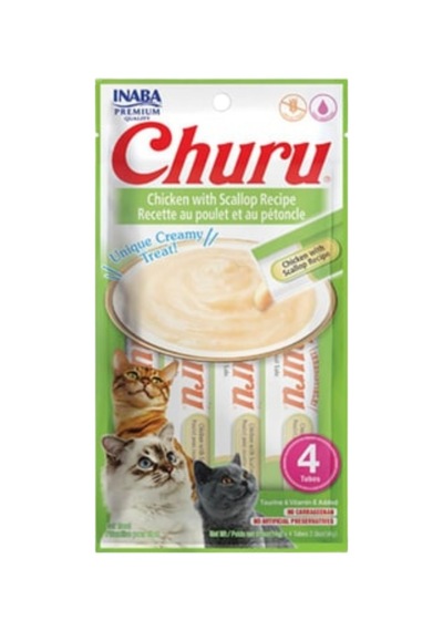 Ciao Churu Cream Tavuklu Ve Deniz Taraklı Kedi Ödülü 4 X 14 Gr