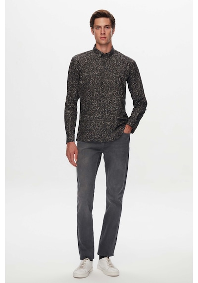 Twn Slim Fit Haki Baskılı Gömlek 3ec0221212591 Haki