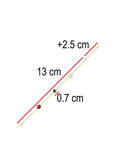 Mineli Çocuk Bilekliği - Uğur Böceği, Nazar Boncuğu, Çiçek Sarı