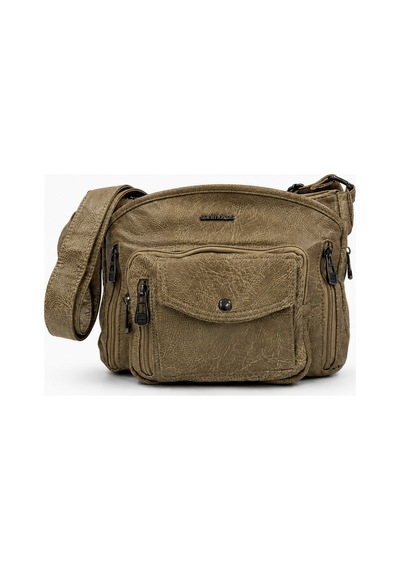 Sanmorris Kadın Modern Tasarımlı Çok Bölmeli Omuz Çantası Beige