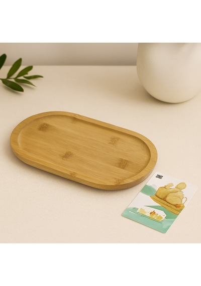 Ahşap Bambu Oval Mini Servis Tepsisi 25 X 14 X 1.4 Cm Çr