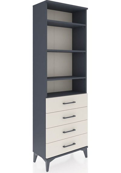 Arges Dolap 4 Raflı 4 Çekmeceli 60x30x182 Antrasit-aytaşı Antrasit