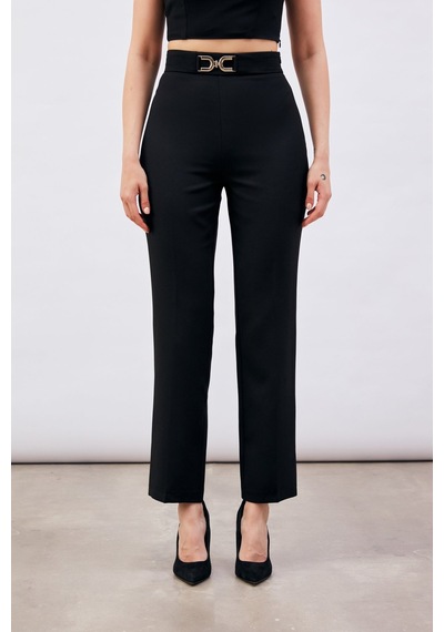Sateen Aksesuar Detaylı Pantolon - Siyah