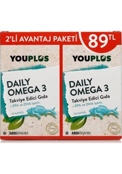 Youplus Daily Omega-3 30 Kapsül - 2 Al 1 Öde Kofre