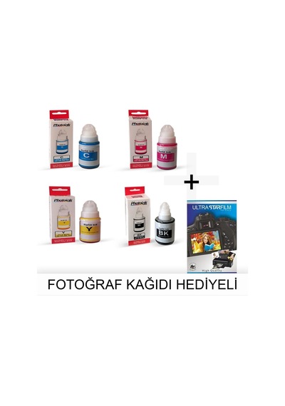 Photoink Canon G4411 İçin 1 Takım Photoink Mürekkep- Fotoğraf Kağıdı Hediyeli