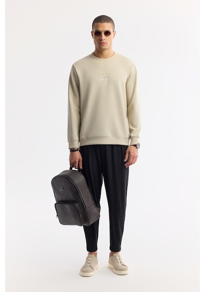 Avva Erkek Taş Bisiklet Yaka Baskılı Bi-stretch İnterlok Regular Fit Sweatshirt A51y1235