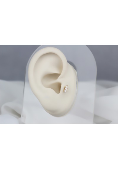 Glorria Altın 3 Baget Tragus Piercing Sarı